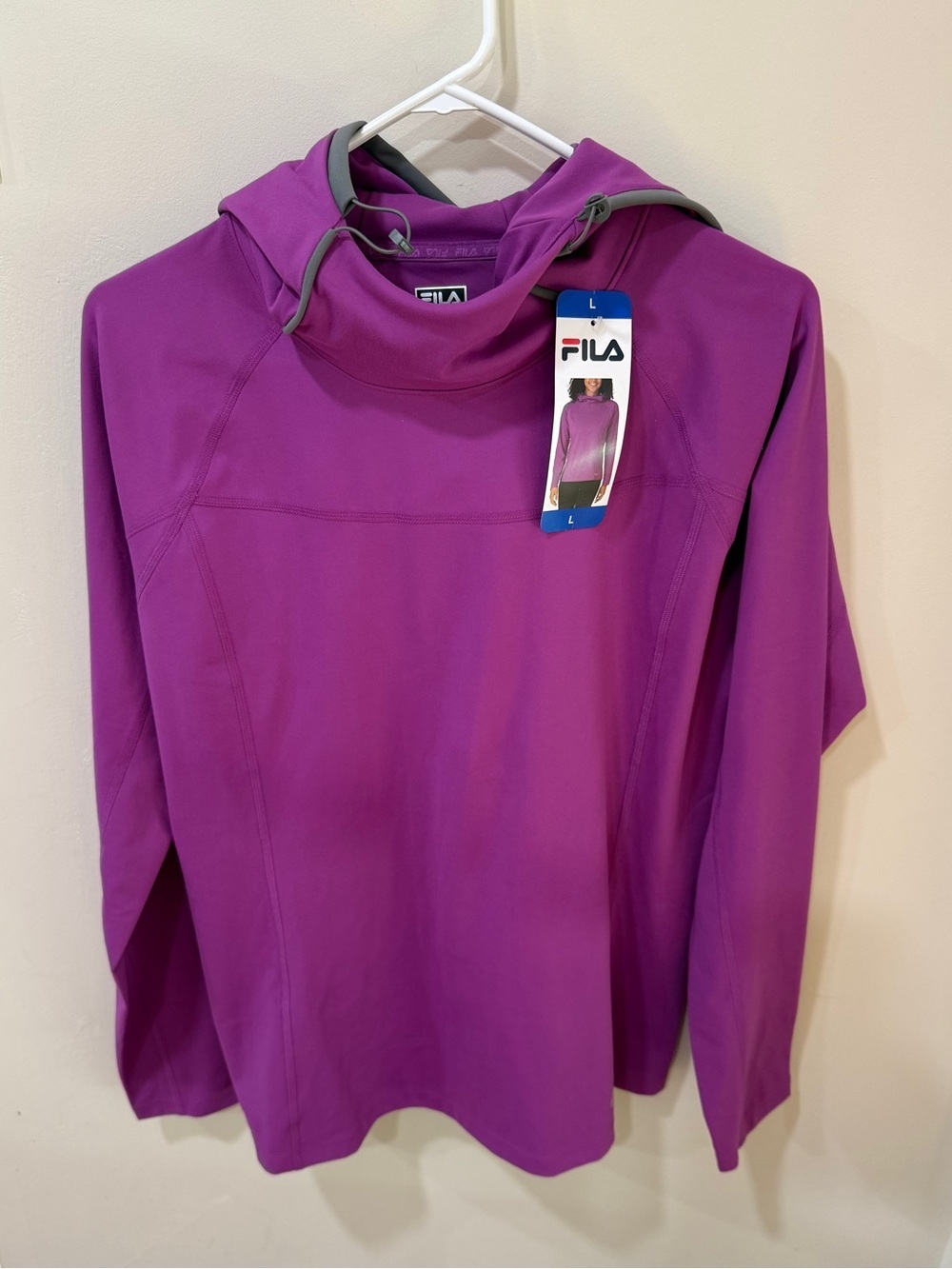 Fila purple hooded pullover sweatshirt size large NWT